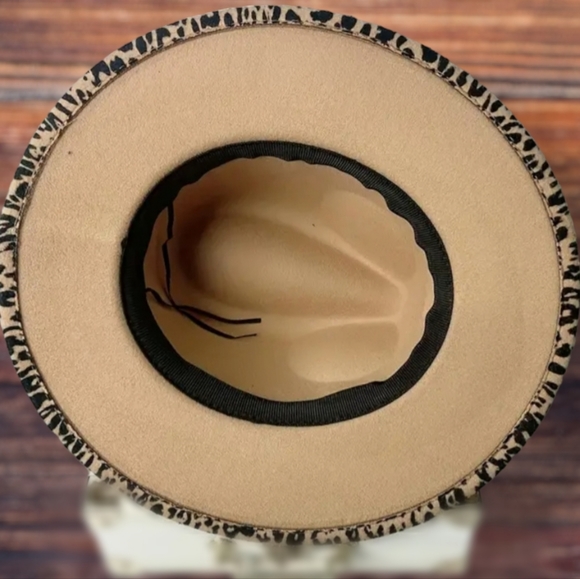 Classic Leopard Print Fedora Cap Braided Belt NWOT Jazz Hats Adjustable *HP* - Picture 6 of 8